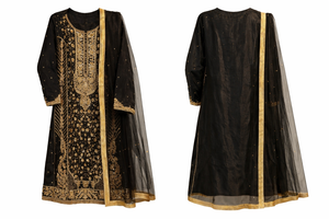 Elegant Black & Gold Embroidered Suit – Premium Edition - thumbnail 2