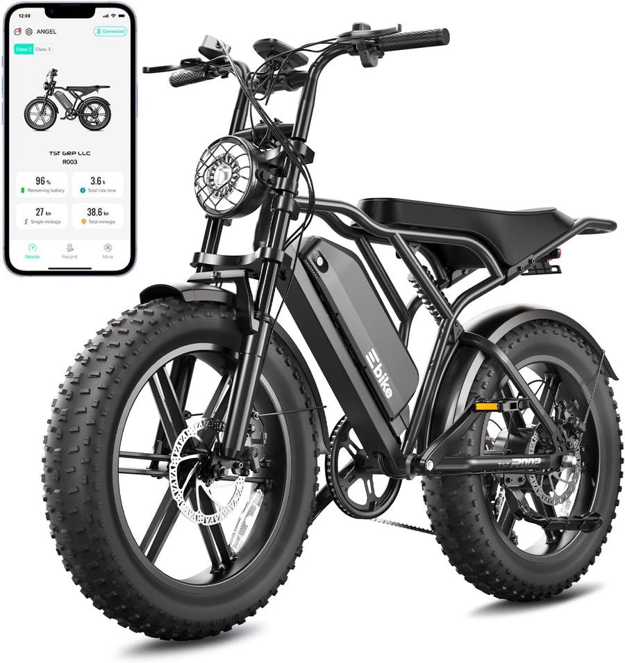 TST Electric Bike for Adults, 1500W Peak Motor 60 Miles Fat Tire Ebike with 48V 15Ah Removable Battery 20" Fat Tire Electric Bike, Full Suspension and 7-Speed