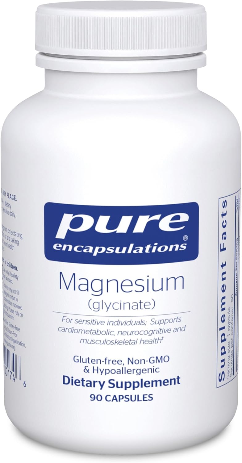 Pure Encapsulations Magnesium (Glycinate) - Supplement to Support Stress Relief, Sleep, Heart Health, Nerves, Muscles, and Metabolism* - with Magnesium Glycinate - 90 Capsules - image 1