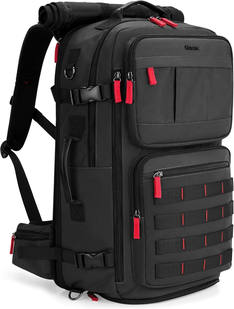 Gonex Travel Backpack, Large Carry-On Nylon Duffle Bag, 3-in-1 Convertible Laptop Bag for Men & Women, Durable for Work & Weekend Travel (Black