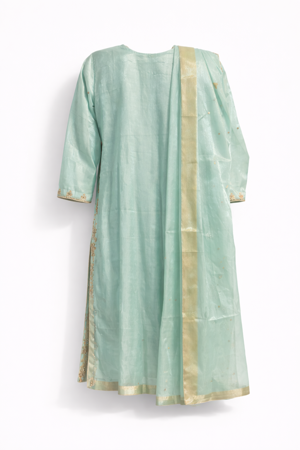 Luxury Mint Green Embroidered Dress with Dupatta - image 4