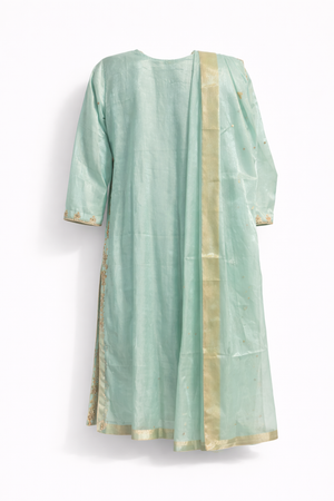 Luxury Mint Green Embroidered Dress with Dupatta - thumbnail 4