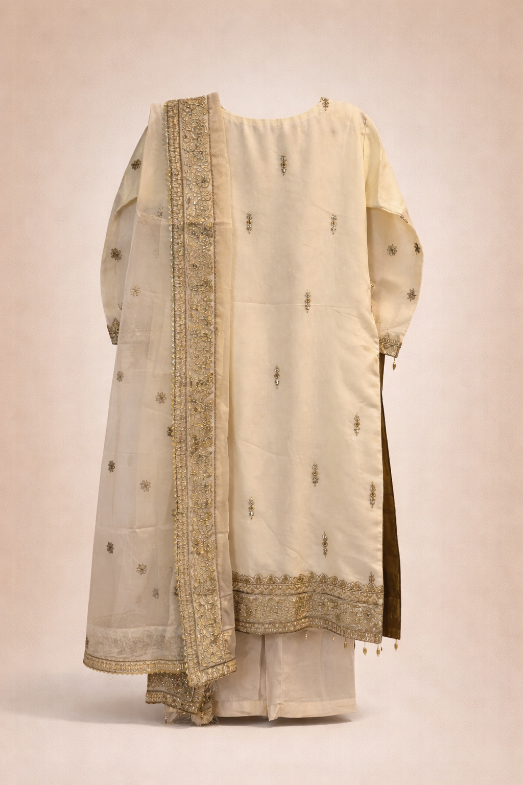 MBZ Premium Cream & Gold Embroidered Suit – Luxury Edition - image 4