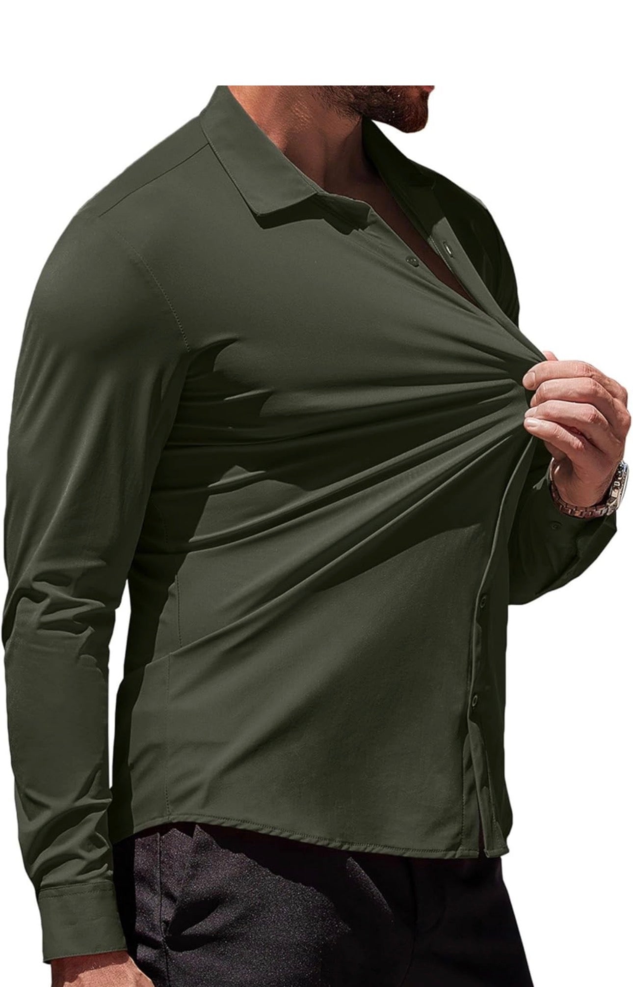 COOFANDY Men's Muscle Fit Dress Shirts Wrinkle-Free Long Sleeve Casual Button Down Shirts - image 3