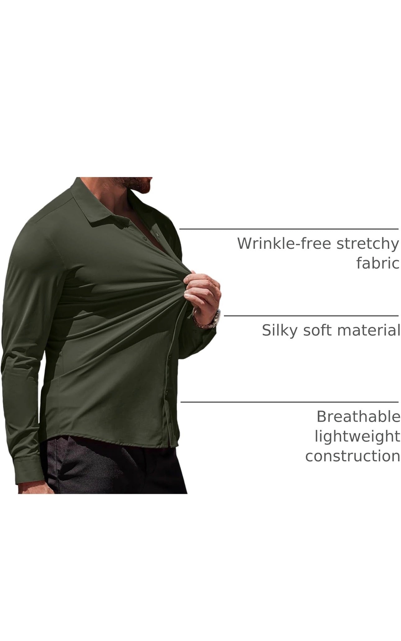 COOFANDY Men's Muscle Fit Dress Shirts Wrinkle-Free Long Sleeve Casual Button Down Shirts - image 5