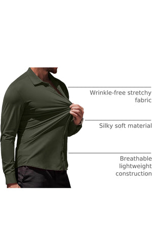 COOFANDY Men's Muscle Fit Dress Shirts Wrinkle-Free Long Sleeve Casual Button Down Shirts - thumbnail 5