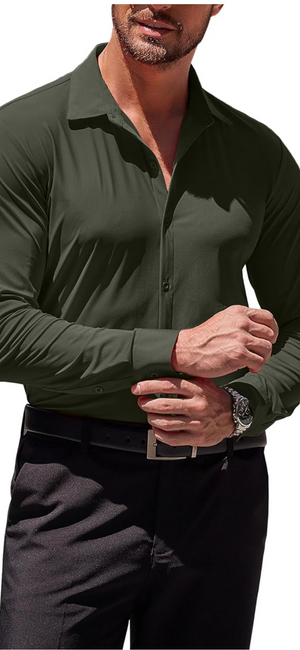 COOFANDY Men's Muscle Fit Dress Shirts Wrinkle-Free Long Sleeve Casual Button Down Shirts - thumbnail 1
